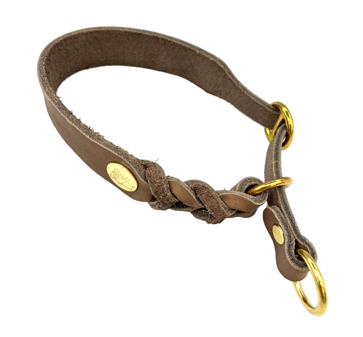 Zugstophalsband Leder Taupe