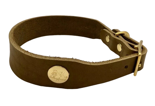 Lederhalsband Classic Oliv