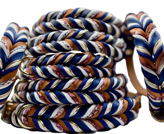Lederhalsband geflochten Blau
